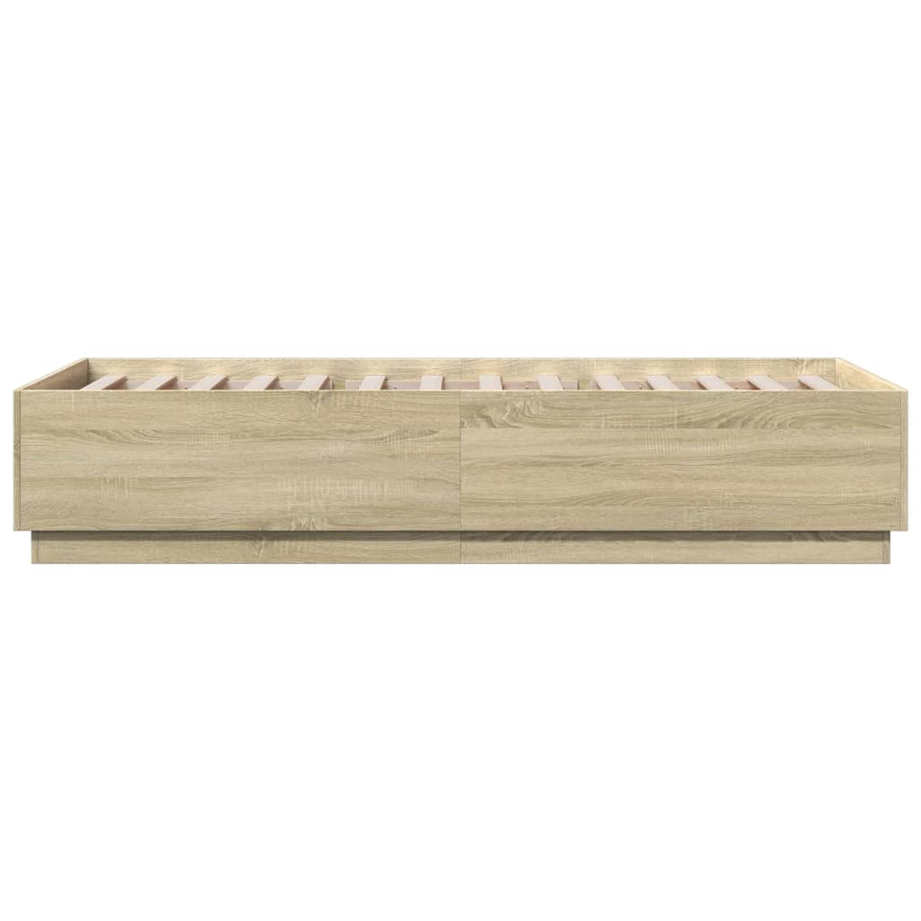 Bed Frame with LED without Mattress Sonoma Oak 100x200 cm