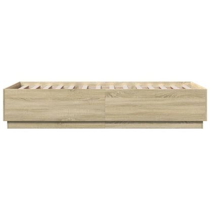 Bed Frame with LED without Mattress Sonoma Oak 100x200 cm