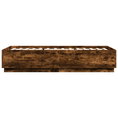 Bed Frame with LED without Mattress Smoked Oak 100x200 cm