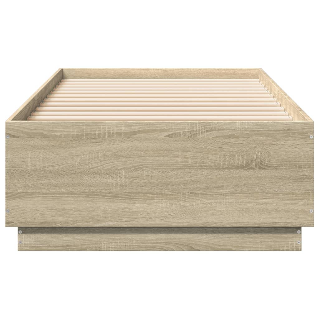 Bed Frame with LED without Mattress Sonoma Oak 90x200 cm
