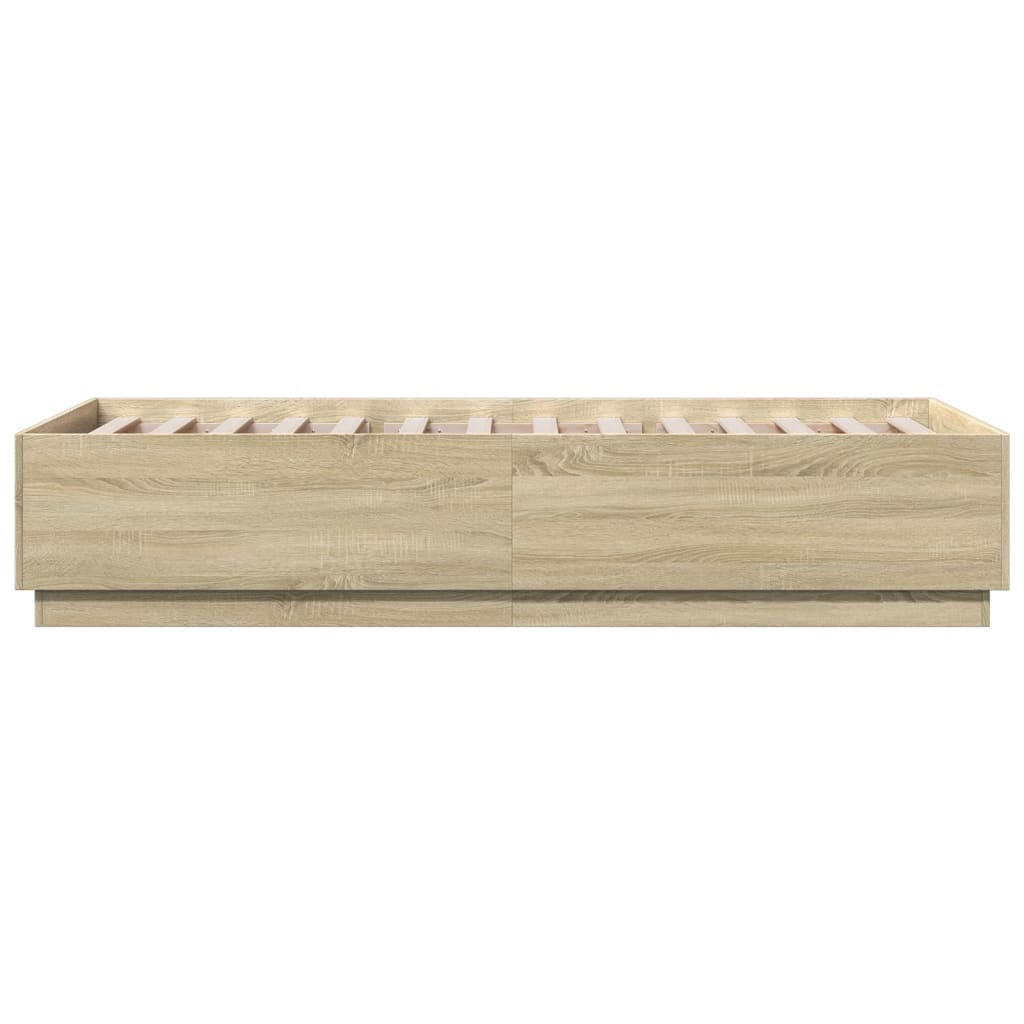 Bed Frame with LED without Mattress Sonoma Oak 90x200 cm