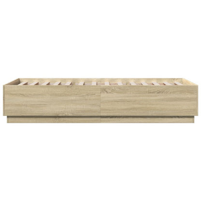 Bed Frame with LED without Mattress Sonoma Oak 90x200 cm