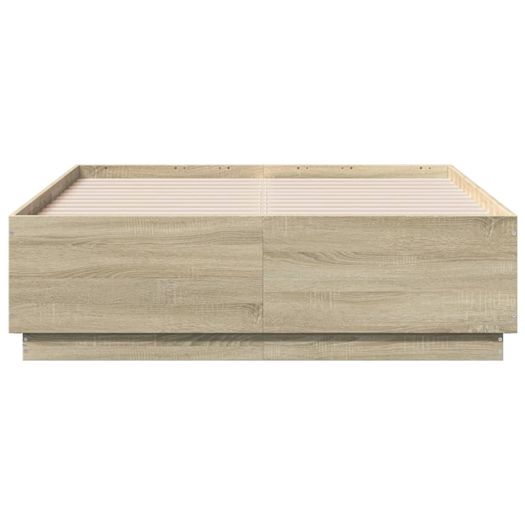 Bed Frame with LED without Mattress Sonoma Oak 120x190 cm Small Double