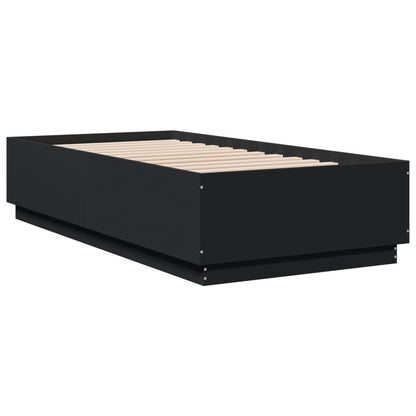 Bed Frame with LED without Mattress Black 90x190 cm Single