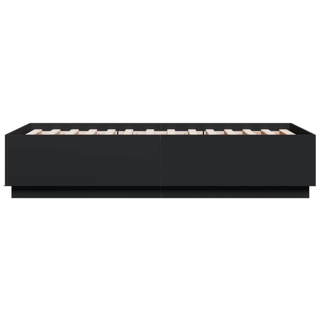 Bed Frame with LED without Mattress Black 90x190 cm Single