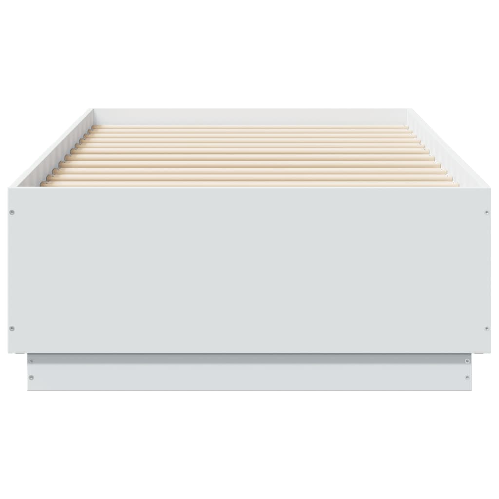 Bed Frame with LED without Mattress White 75x190 cm Small Single