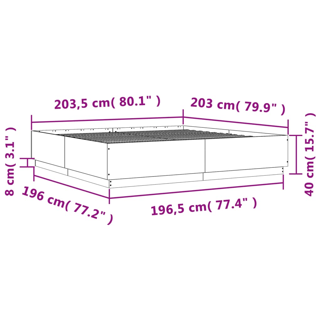 Bed Frame without Mattress Sonoma Oak 200x200 cm