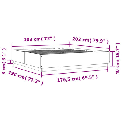 Bed Frame without Mattress Grey Sonoma 180x200 cm Super King