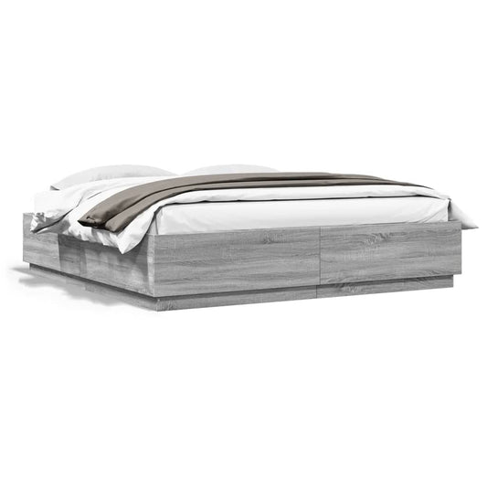 Bed Frame without Mattress Grey Sonoma 180x200 cm Super King