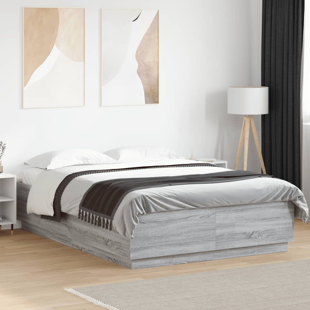 Bed Frame without Mattress Grey Sonoma 160x200 cm
