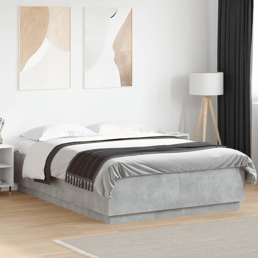 Bed Frame without Mattress Concrete Grey 150x200 cm King Size