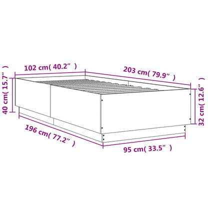 Bed Frame without Mattress Black 100x200 cm