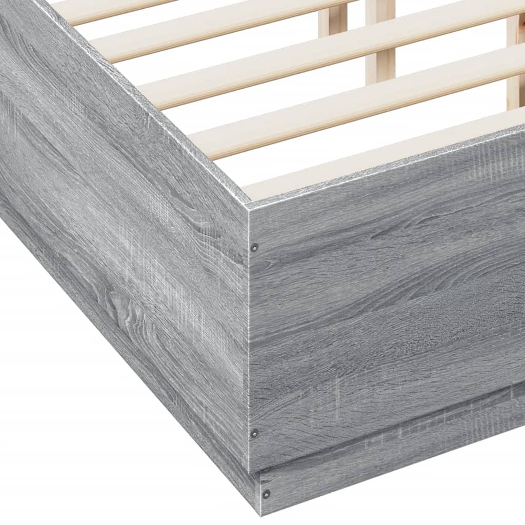 Bed Frame without Mattress Grey Sonoma 140x190 cm