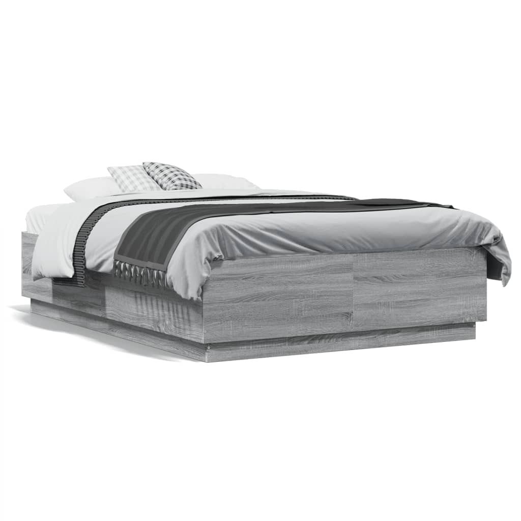 Bed Frame without Mattress Grey Sonoma 140x190 cm
