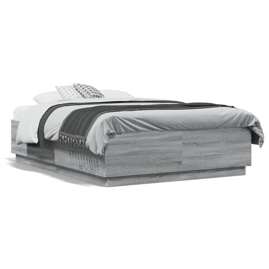 Bed Frame without Mattress Grey Sonoma 140x190 cm