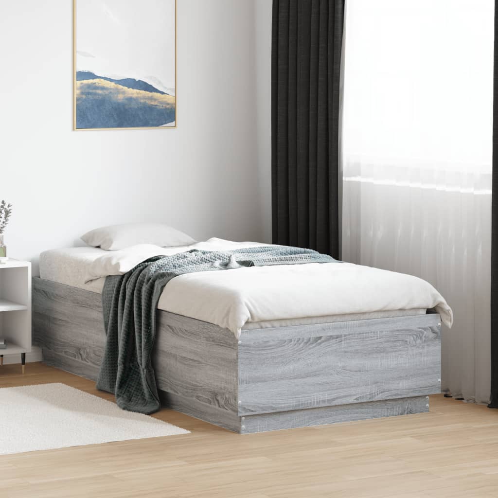 Bed Frame without Mattress Grey Sonoma 75x190 cm Small Single