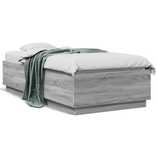 Bed Frame without Mattress Grey Sonoma 75x190 cm Small Single