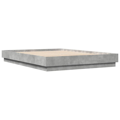 Bed Frame with LED without Mattress Concrete Grey 150x200 cm King Size