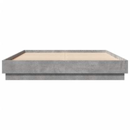 Bed Frame with LED without Mattress Concrete Grey 150x200 cm King Size
