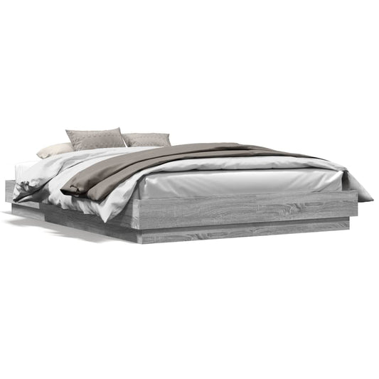 Bed Frame without Mattress Grey Sonoma 160x200 cm