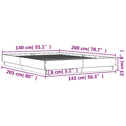 Bed Frame without Mattress Smoked Oak 140x200 cm