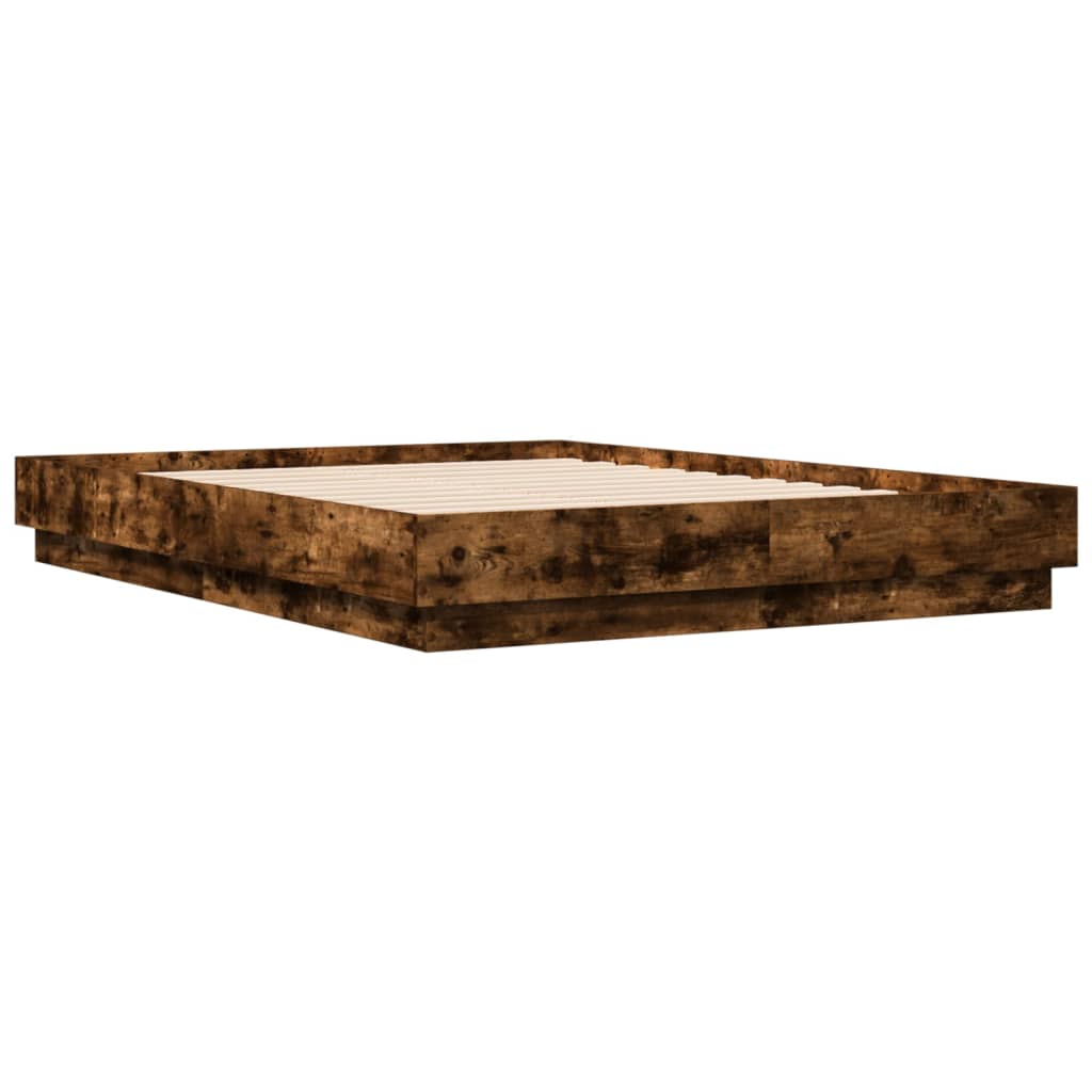 Bed Frame without Mattress Smoked Oak 135x190 cm Double
