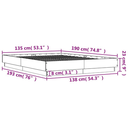 Bed Frame without Mattress Smoked Oak 135x190 cm Double