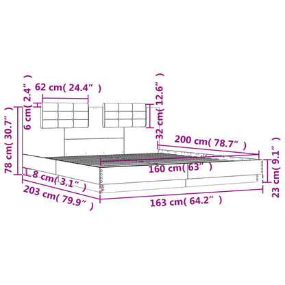 Bed Frame without Mattress White 160x200 cm