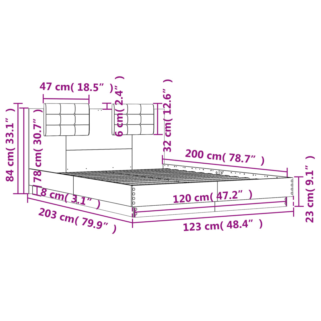 Bed Frame without Mattress Concrete Grey 120x200 cm