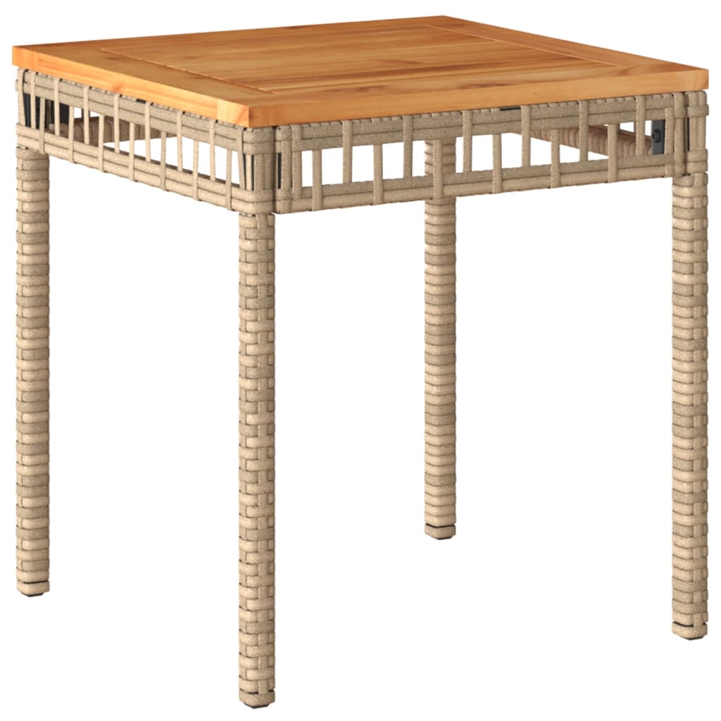 Garden Table Mix Beige 38x38x42 cm Poly Rattan Acacia Wood