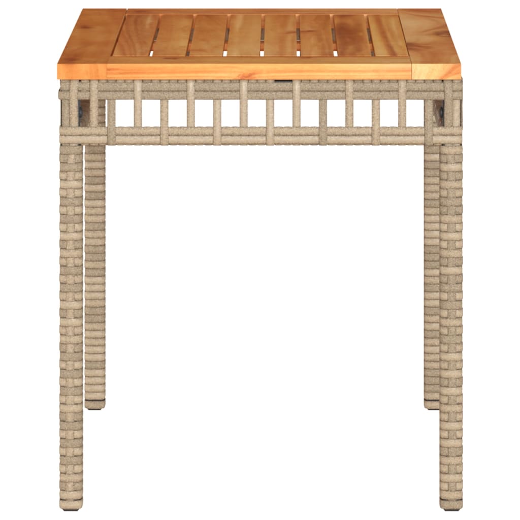 Garden Table Mix Beige 38x38x42 cm Poly Rattan Acacia Wood