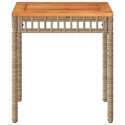 Garden Table Mix Beige 38x38x42 cm Poly Rattan Acacia Wood