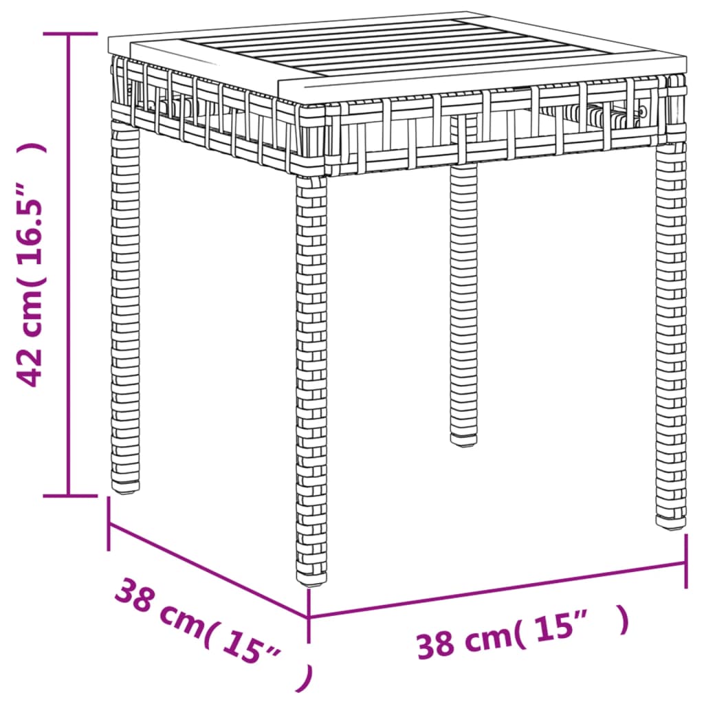 Garden Table Mix Beige 38x38x42 cm Poly Rattan Acacia Wood