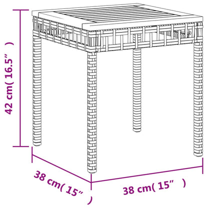 Garden Table Mix Beige 38x38x42 cm Poly Rattan Acacia Wood