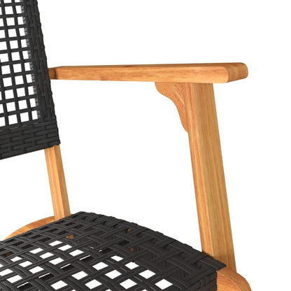 Garden Chairs 2 pcs Black Poly Rattan and Acacia Wood