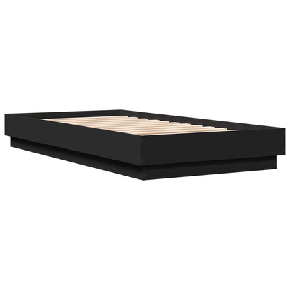 Bed Frame without Mattress with LED Lights Black 75x190 cm Small Single