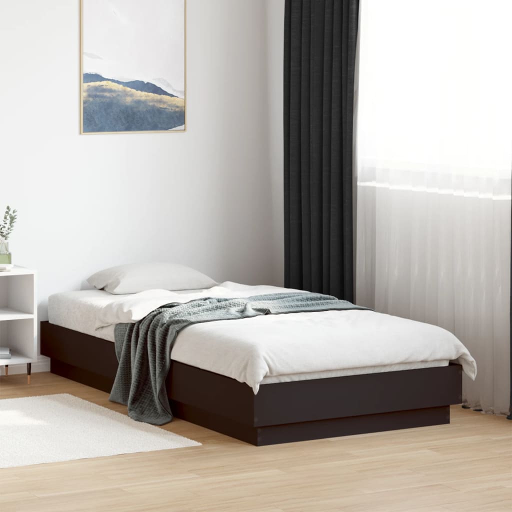 Bed Frame without Mattress with LED Lights Black 75x190 cm Small Single