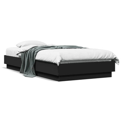 Bed Frame without Mattress with LED Lights Black 75x190 cm Small Single