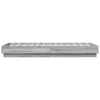 Bed Frame without Mattress with LED Lights Grey Sonoma 75x190 cm Small Single