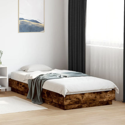 Bed Frame without Mattress Smoked Oak 100x200 cm Engineered Wood