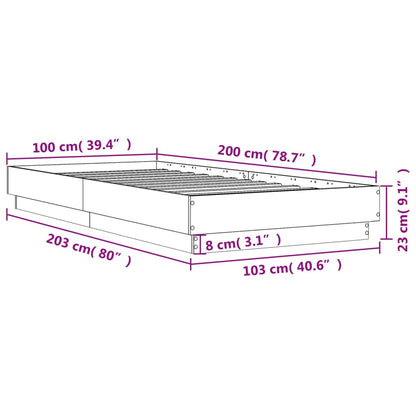 Bed Frame Smoked Oak 100x200 cm Engineered Wood