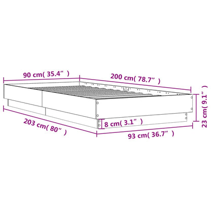 Bed Frame without Mattress Sonoma Oak 90x200 cm Engineered Wood