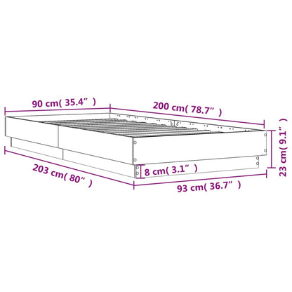 Bed Frame without Mattress Grey Sonoma 90x200 cm Engineered Wood