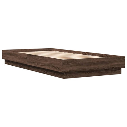 Bed Frame without Mattress Brown Oak 90x200 cm Engineered Wood