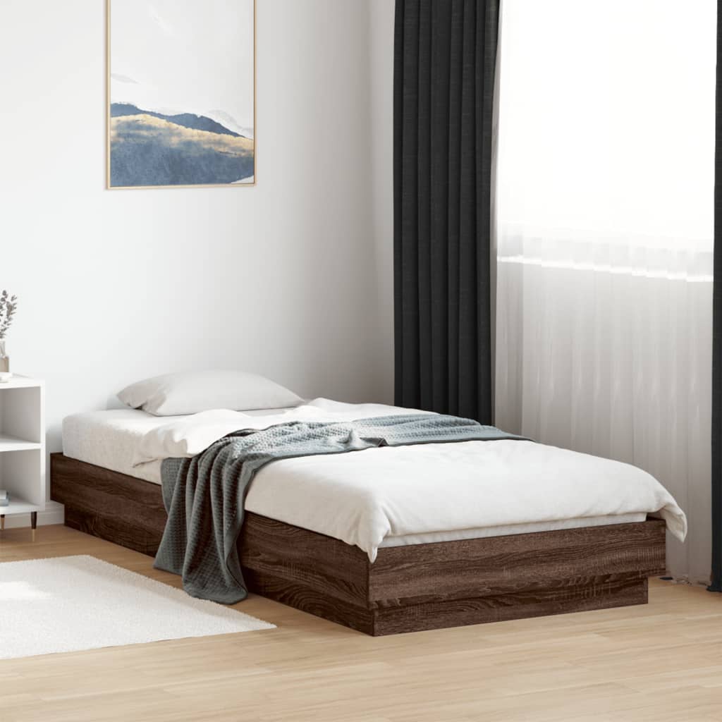 Bed Frame without Mattress Brown Oak 90x200 cm Engineered Wood