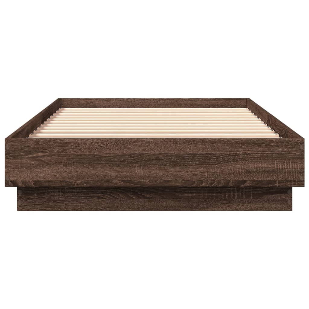 Bed Frame without Mattress Brown Oak 90x200 cm Engineered Wood