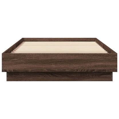 Bed Frame without Mattress Brown Oak 90x200 cm Engineered Wood