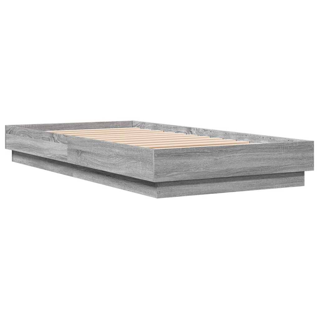Bed Frame without Mattress Grey Sonoma 75x190 cm Small Single Engineered Wood