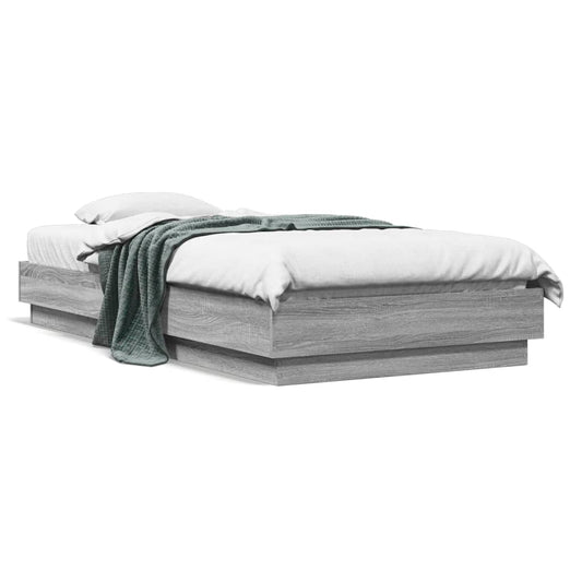 Bed Frame without Mattress Grey Sonoma 75x190 cm Small Single Engineered Wood