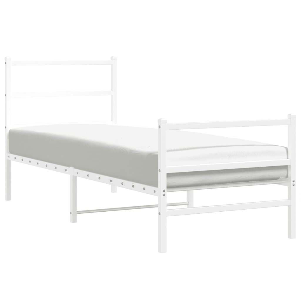 Metal Bed Frame without Mattress with Footboard White 80x200cm